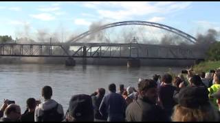 Atchisons old Amelia Earhart Bridge now resting in Missouri River after blasting [upl. by Ailene]